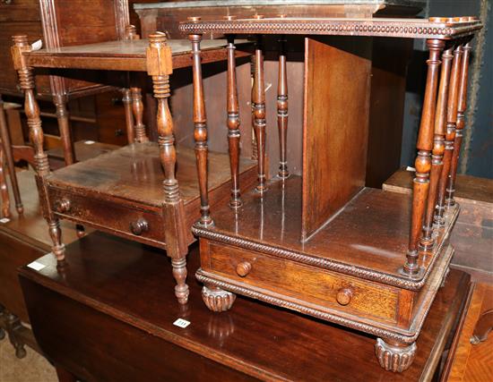 A Victorian rosewood canterbury and a Regency mahogany two tier whatnot